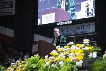 President Todd Pfannestiel speaks to the 2024 Undergraduate class.